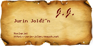 Jurin Jolán névjegykártya